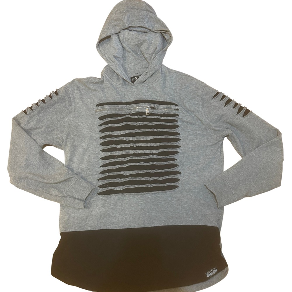Switch Remarkable Hoodie‎ Mens XL Shredded Slashed Zipper Accents Streetwear